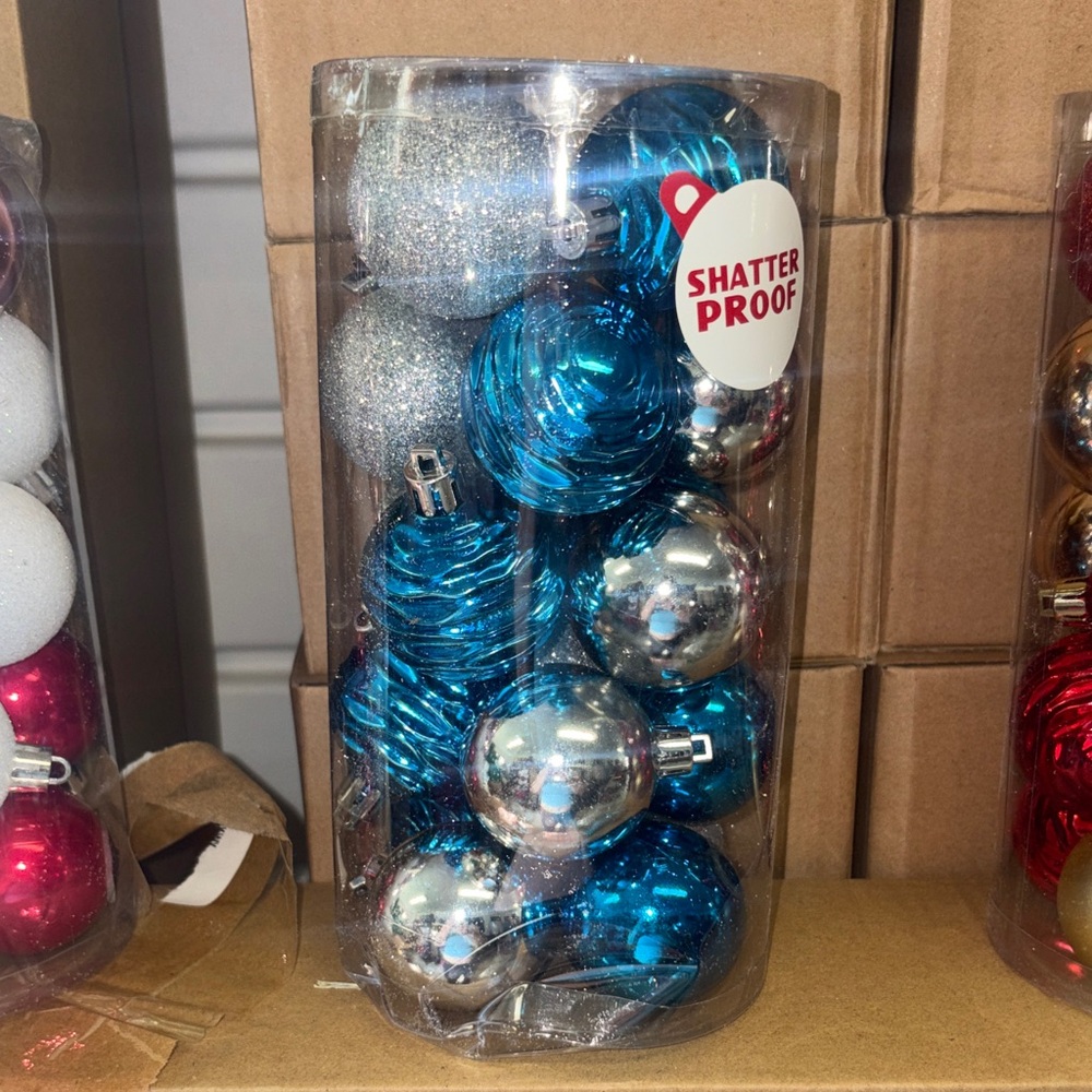 Shatterproof Blue and Silver Holiday Ornaments